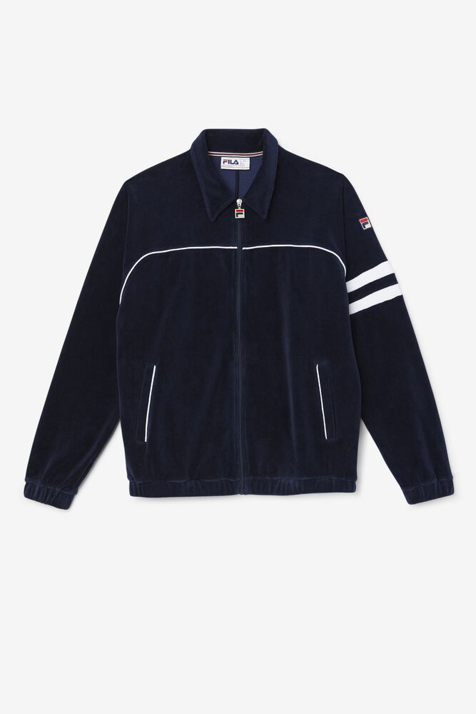 Fila Verdy Velour Navy Jacket Mens - NZ 65894-WBGF